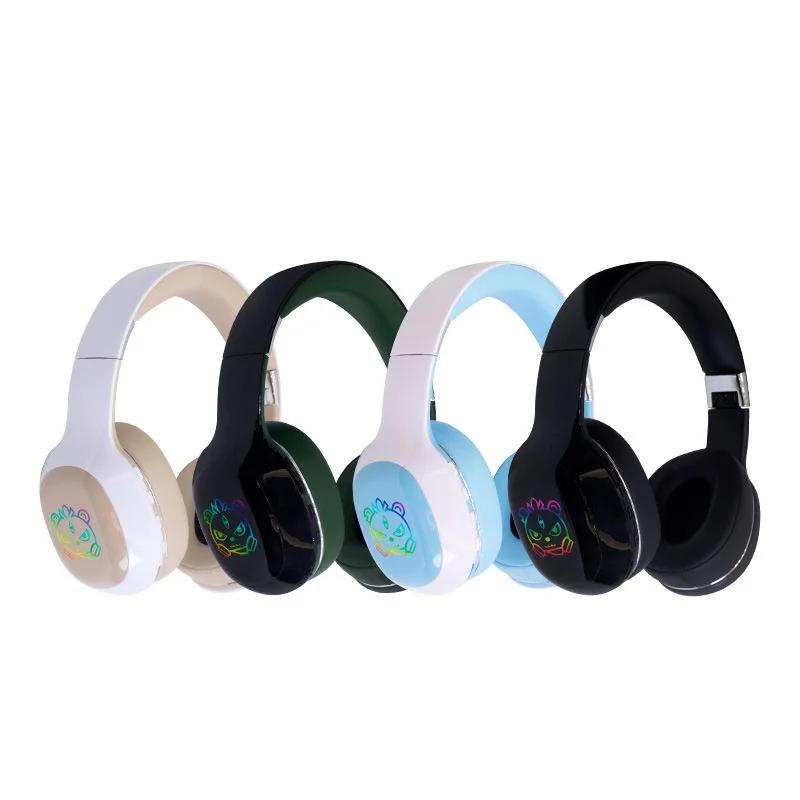 New E82 Fashion Wireless Bluetooth Colorful RGB Headset With Microphone Foldable Game Music Headphones Support TF Ca